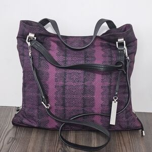 Vince Camuto Purple Black Women's Multi-Pocket Handbag Purse with Silver Toned A